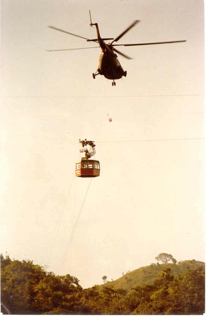 Colonel Ivan Joseph Crasto atop the Timber Trail cable car during the October 1992 rescue op. | Photo by special arrangement