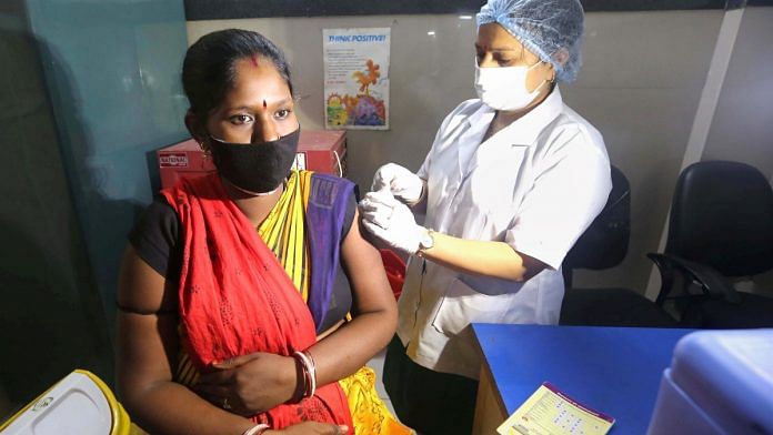 Representative Image | A medic administers a dose of Covid vaccine to a beneficiary at a government hospital in Bhopal | PTI