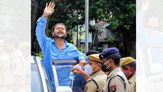Sivasagar MLA Akhil Gogoi being produced before special National Investigation Agency (NIA) court in Guwahati on 1 July 2021 | Photo: PTI