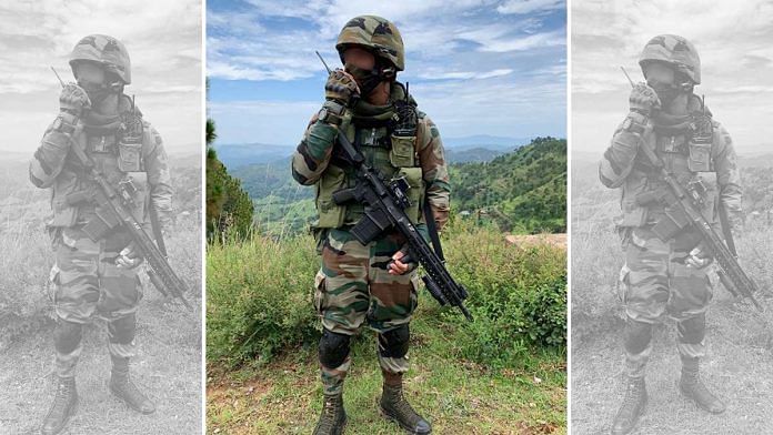 An Indian soldier at LoC with the SiG 716 rifle | Snehesh Alex Philip | ThePrint