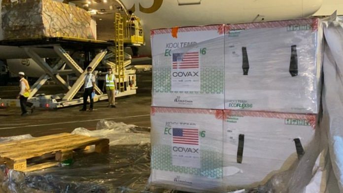 A consignment of Covid vaccines, sent by the US via the WHO-backed initiative Covax, arrives in Bangladesh on 3 July | Twitter | @USAmbBangladesh