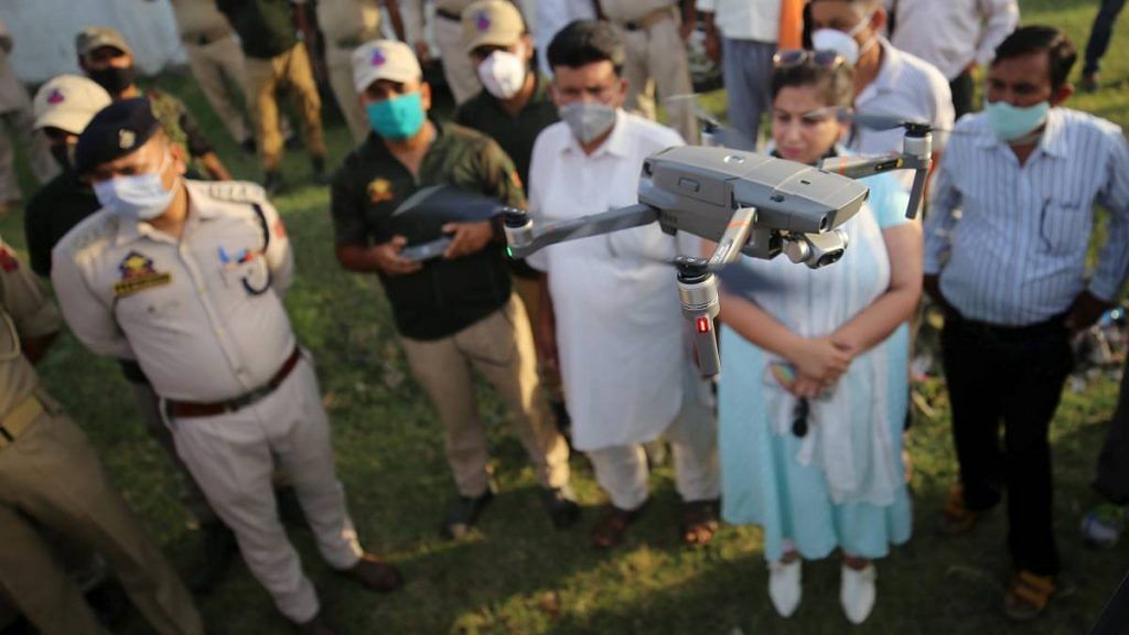 Police conduct a drone awareness campaign near the International Border in Samba district in Jammu on 5 July 2021 | PTI