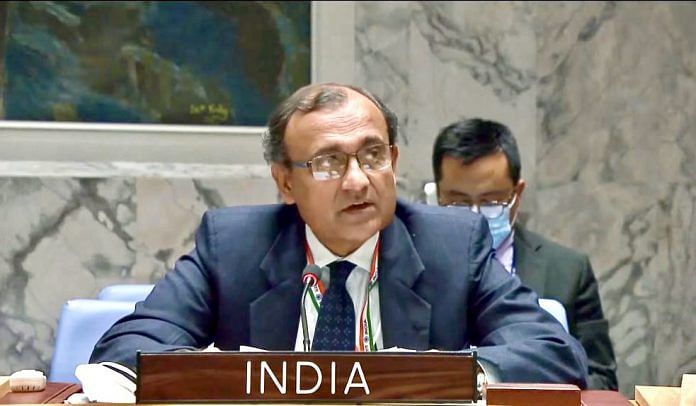 File photo of Indian envoy TS Tirumurti at the UNSC Syrian Humanitarian Resolution | Twitter (@ambtstirumurti)