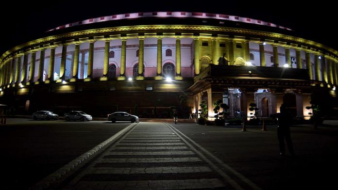 Representational image | A view of illuminated Parliament House, New Delhi | ANI