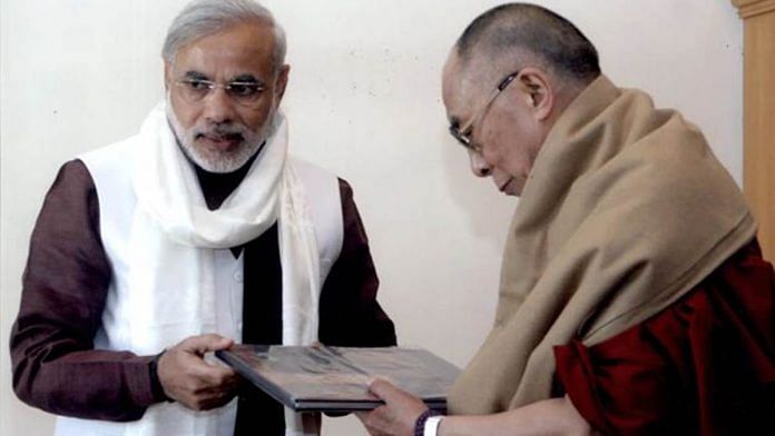 A file photo of Narendra Modi with the Dalai Lama | Photo: www.narendramodi.in