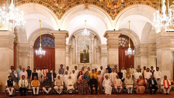 Prime Minister Modi and President Kovind with the new ministers who took oath on 7 July 2021 | Twitter