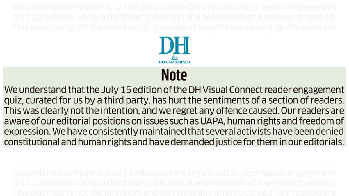 Deccan Herald apology note