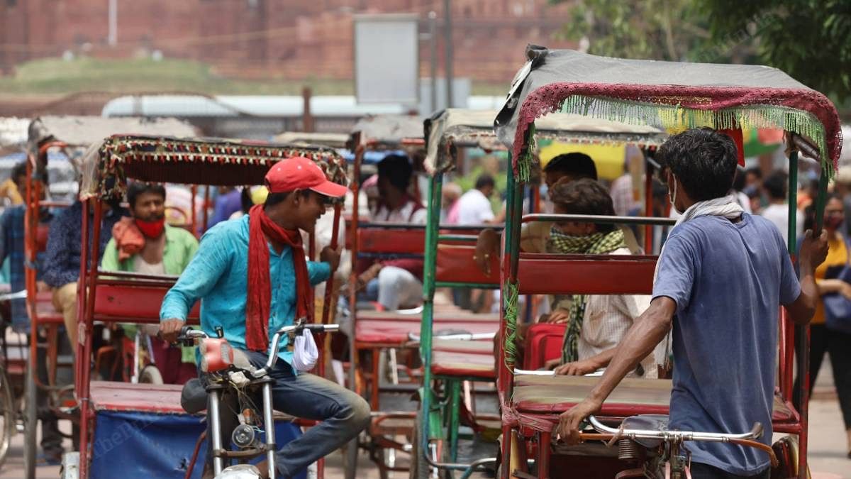 Manually peddled rickshaws clogging the street are a common sight in Delhi's Chandni Chowk | Manisha Mondal | ThePrint