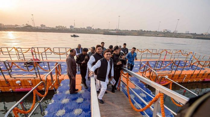 Akhiliesh Yadav, then UP chief minister, during the inauguration of the Gomti river front project in Lucknow, on 16 November 2016 | Twitter/@yadavakhilesh