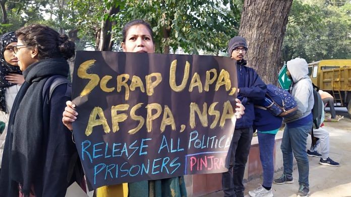 A protest against UAPA, AFSPA, NSA in New Delhi
