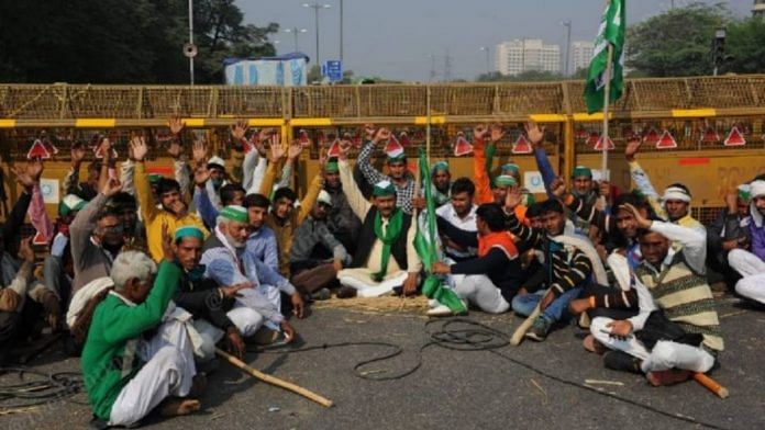 File photo of farmers' protest at the Delhi-Noida border | Representational image | Suraj Singh Bisht | ThePrint