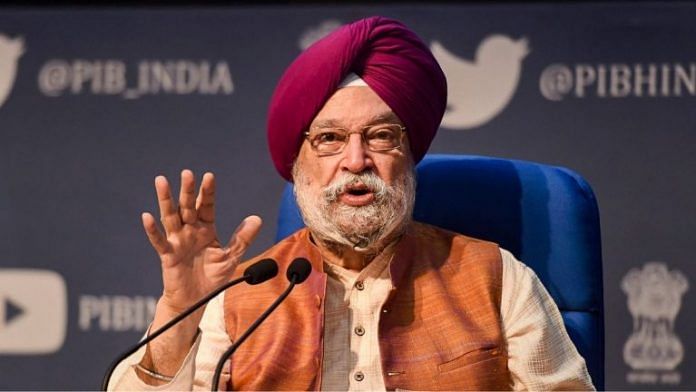 File image of Union minister Hardeep Singh Puri | Photo: Vijay Verma | PTI