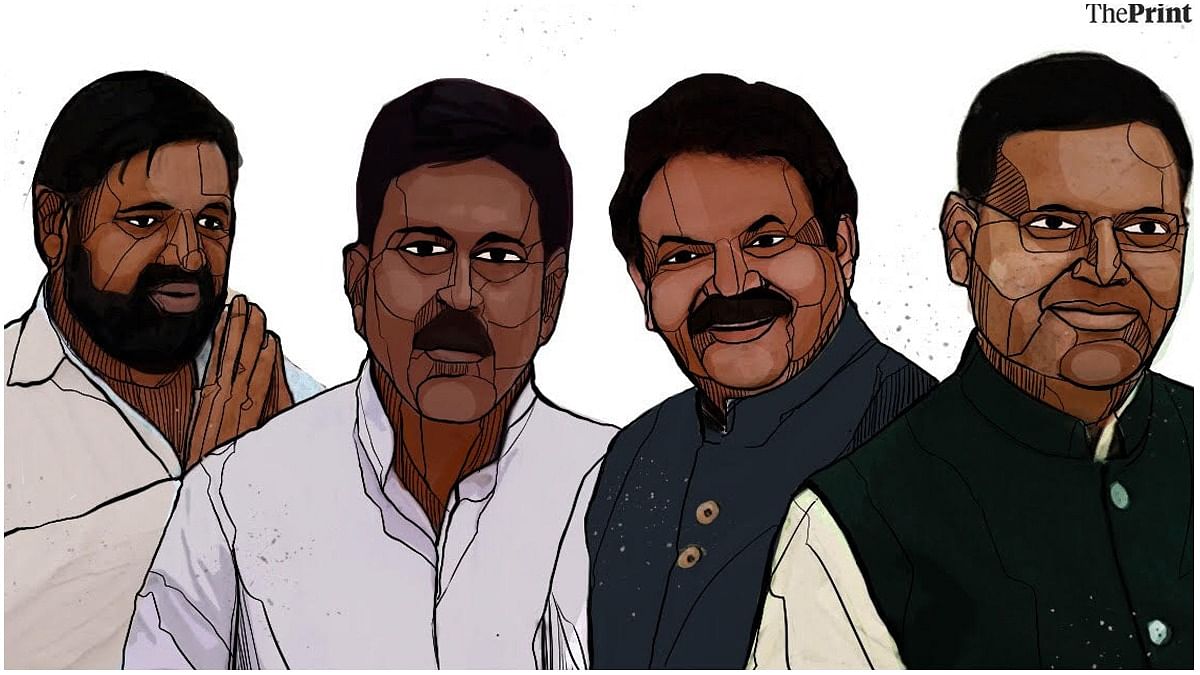 UP politicians (From left) Kaushal Kishore, Ajay Mishra, S.P. Singh Baghel and Pankaj Chaudhary | Illustration: Soham Sen