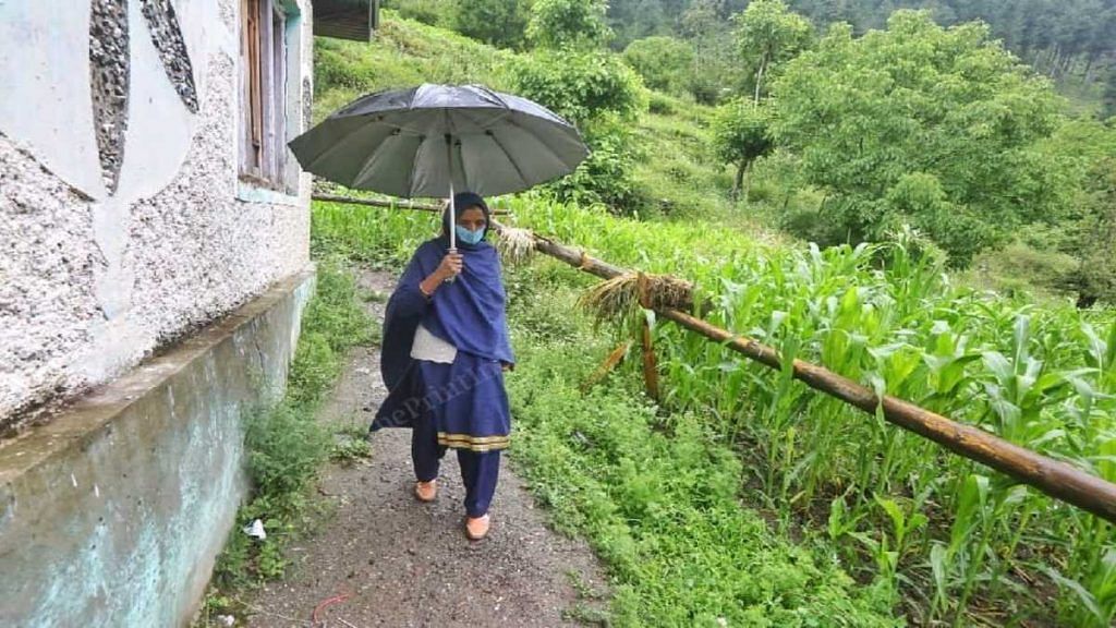 Asha worker Ruheela Adil Rasheed on the way to her health centre at Naranag village in Kashmir valley | Praveen Jain | The Print