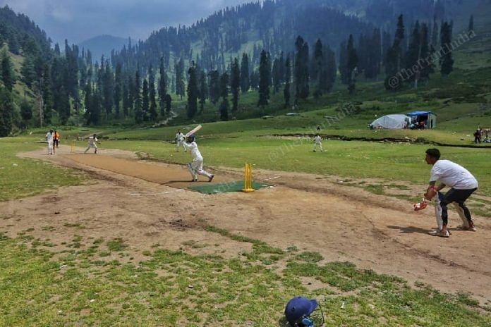 The match between Youngster XI Chimmar and Super King Ahmedabad at Pachanpathri village in South Kashmir’s Kulgam district | Photo: Praveen Jain