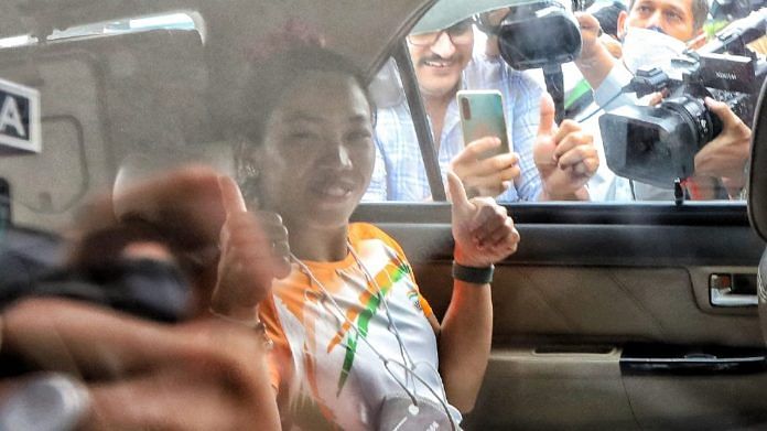 Olympic medalist Mirabai Chanu leaves from Delhi airport on 26 July 2021|