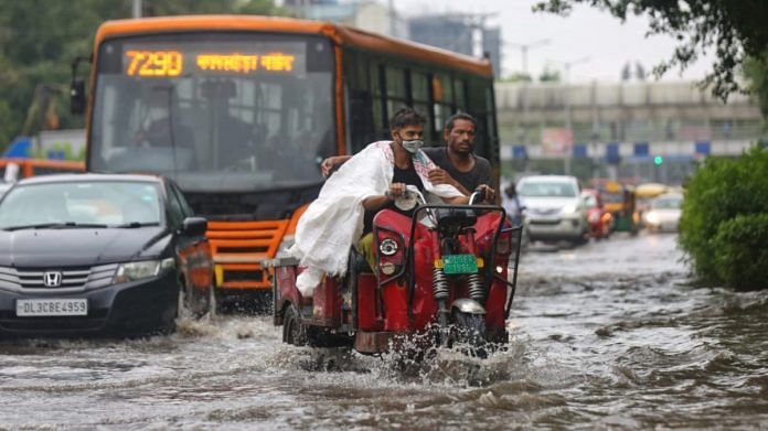 Waterlogging after heavy rainfall in New Delhi, on 14 July 2021 | ThePrint | Suraj Singh Bisht