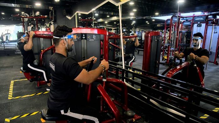 People working out wearing face shield at a gym | Representational Image| ANI Photo