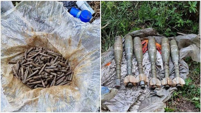 Explosive materials and ammunition were recovered during a search operation by Awantipora Police, Indian Army and CRPF in J&K Pulwama district, on 16 July 2021| Twitter/@ANI