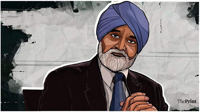 Montek Singh Ahluwalia, former deputy chairperson of the erstwhile planning commission. | Illustration: Soham Sen/ThePrint