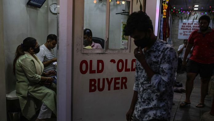 A gold brokers shop at the Zaveri Bazaar in Mumbai