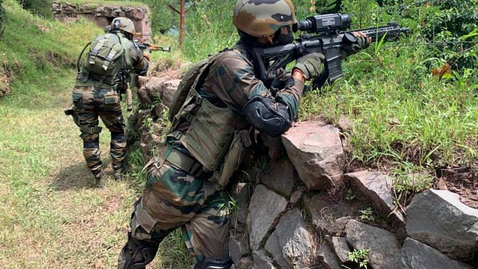 Soldiers carrying out a patrolling drill at the LoC | Snehesh Alex Philip | ThePrint