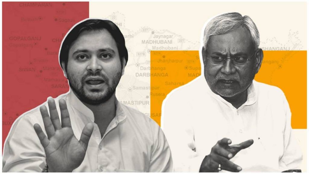 RJD leader Tejashwi Yadav and Bihar Chief Minister Nitish Kumar | Illustration: Soham Sen