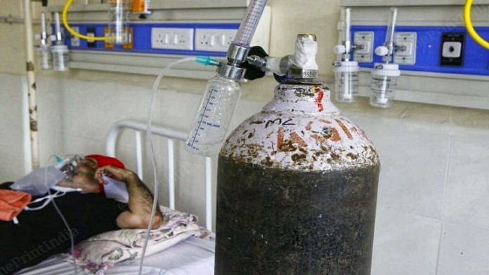 Representational image | An oxygen cylinder at Mohali Civil Hospital | Praveen Jain | ThePrint