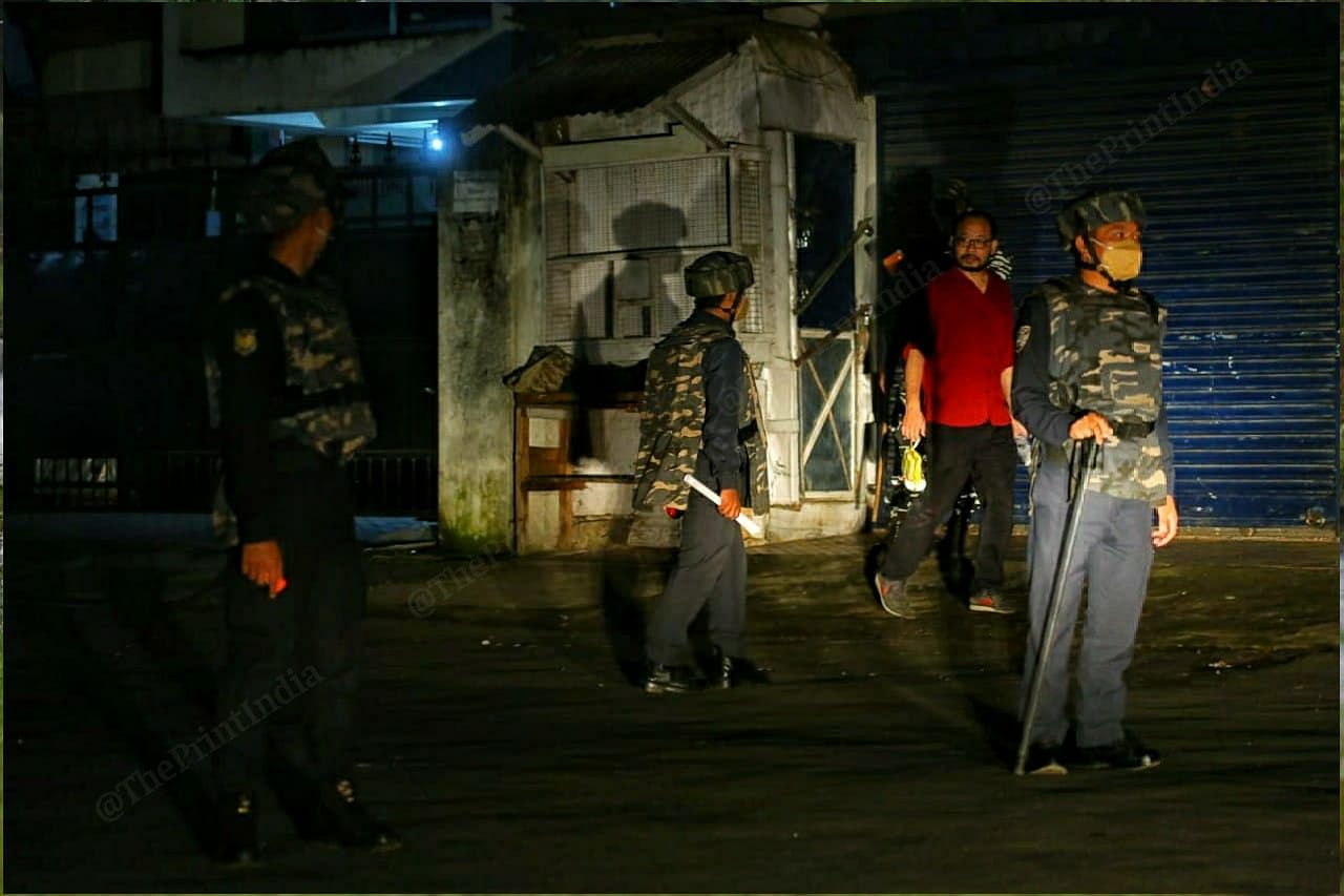 Security personnel during night curfew in Shillong. | Photo: Praveen Jain/ThePrint