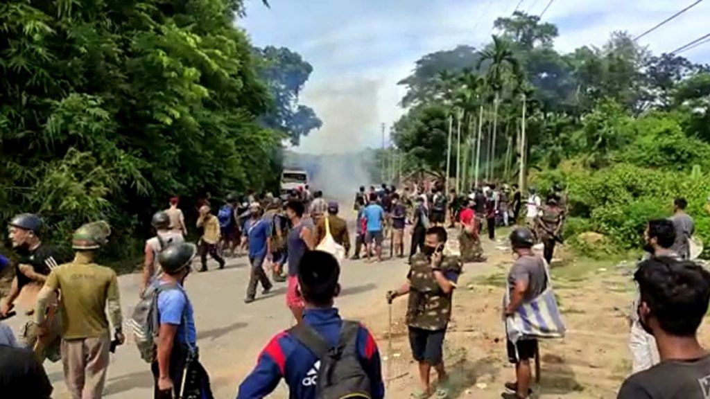 File photo of clashes breaking out at the Assam-Mizoram border on 26 July, 2021 | ANI