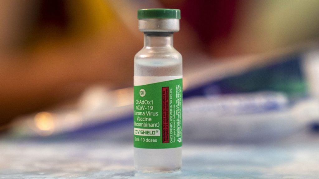 A vial of the Covishield Covid-19 vaccine by Serum Institute of India | Photographer: Sumit Dayal | Bloomberg