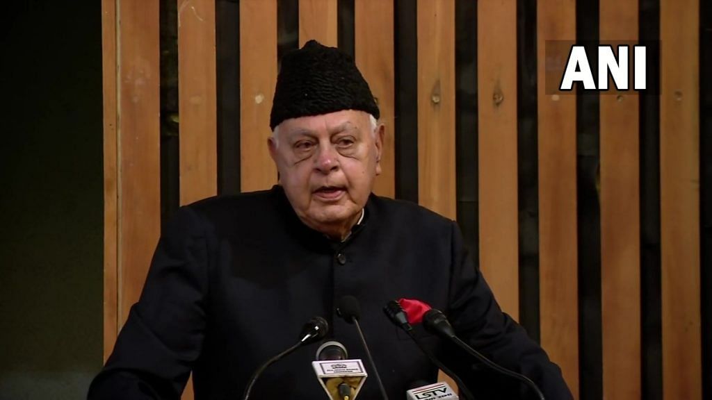 National Conference president Farooq Abdullah during an event in Srinagar, on 31 August 2021 | Twitter/@ANI