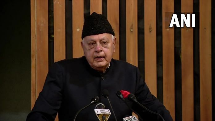 National Conference president Farooq Abdullah during an event in Srinagar, on 31 August 2021 | Twitter/@ANI