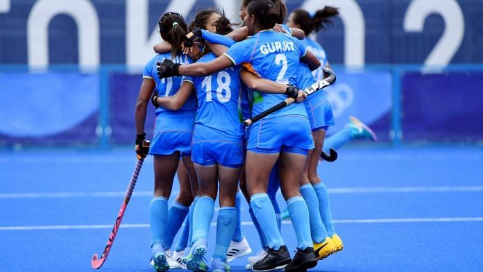 Indian women's hockey team after winning against Australia, 2020 Tokyo Olympics | Twitter/TheHockeyIndia/