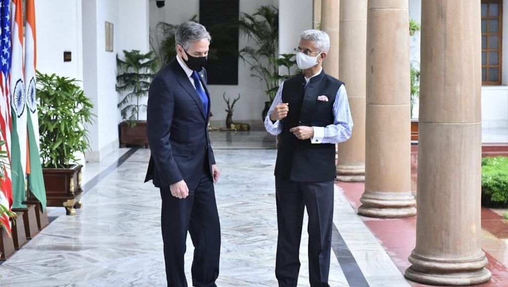 EAM S. Jaishankar and US Secretary of State Antony Blinken in New Delhi, July 2021 | Twitter