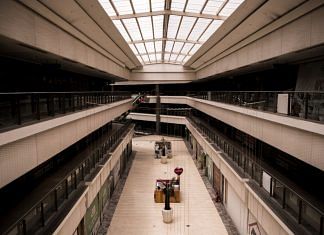 A shopping mall deserted during lockdown restrictions in Noida, India | Bloomberg