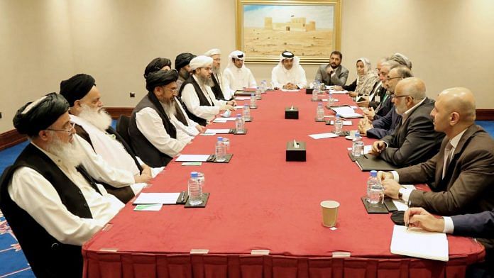 The Afghan Republic and the Taliban negotiation teams holding a high-level meet in Doha, Qatar in July 2021 | ANI