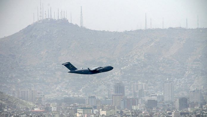 An US Air Force aircraft takes off from Kabul on 30 August 2021| Photographer: Aamir Qureshi/AFP/Getty Images via Bloomberg