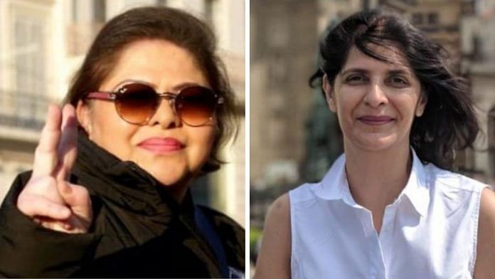 (L-R) Political analyst Ayesha Siddiqa and British-Pakistani YouTuber Gul Bukhari| Twitter and ThePrint file photo