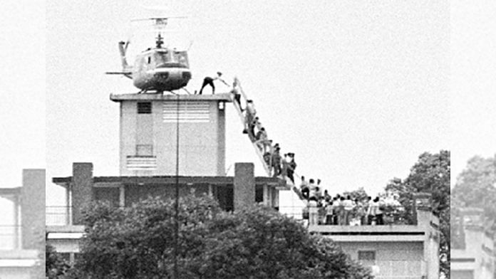 Diplomats and south Vietnamese being evacuated from roof of US embassy in Saigon on 29 April 1975 | www.diplomacy.state.gov