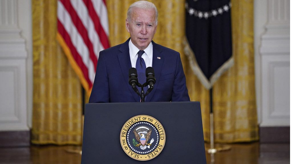 US President Joe Biden speaks in the East Room of the White House in Washington on 26 August 2021| Bloomberg