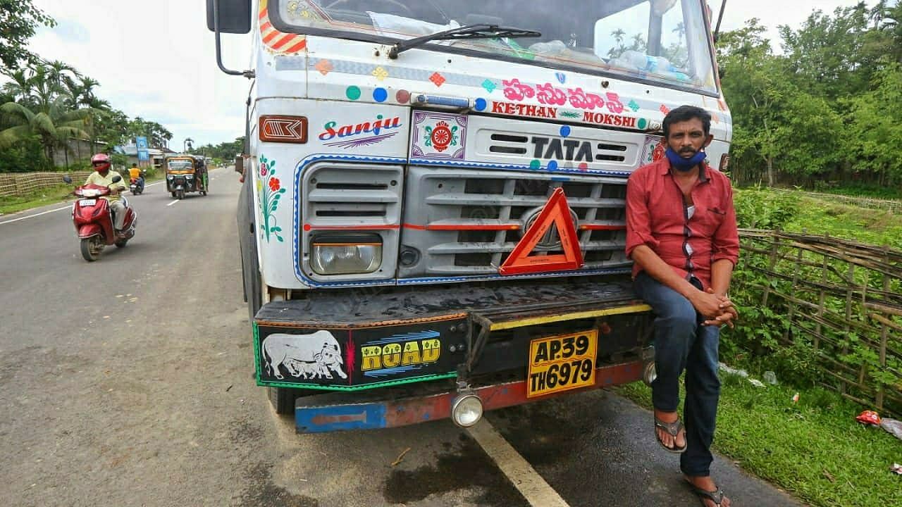 Ravi Shekhar, a trucker from Andhra Pradesh stranded at the Assam-Mizoram border | Photo: Praveen Jain/ThePrint
