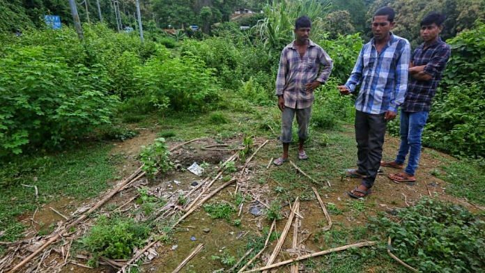 Abibur Rehman, an Assam resident, shows the spot where his hut once stood along the Lailapur-Varaingte border | Photo: Praveen Jain/ThePrint