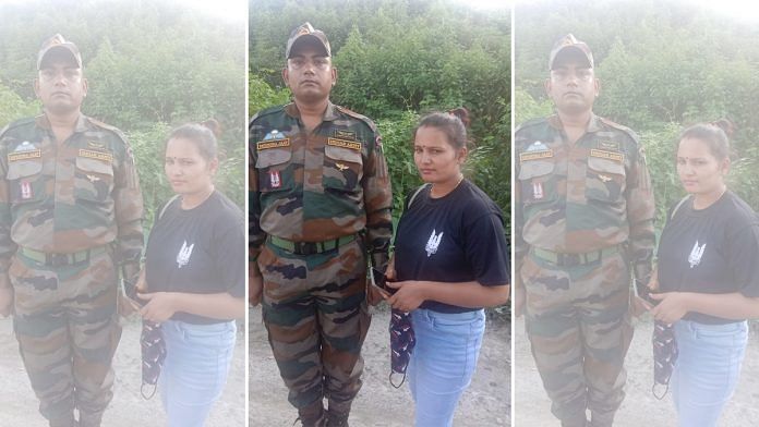 CRPF constable Yatendra Singh and the woman (yet to be identified) have been detained in Assam | Photo: Twitter/@sneheshphilip
