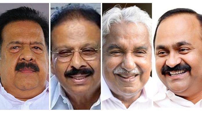 (From left) Kerala Congress leaders Ramesh Chennithala, K. Sudhakaran, Oomen Chandy and V.D. Satheeshan | Wikimedia Commons, Twitter