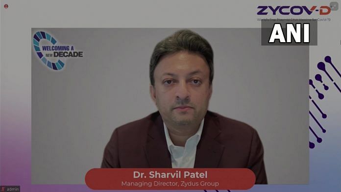 Screenshot of virtual presser by Dr Sharvil Patel, MD, Zydus Group, on 21 August 2021 | ANI