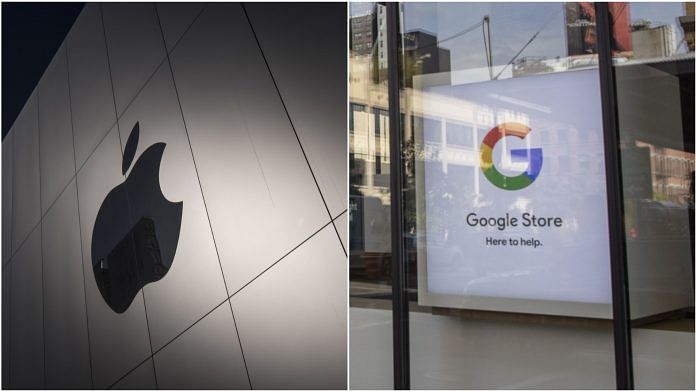An Apple store in San Francisco and a Google Store in Chelsea in New York