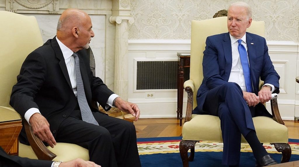 File photo | Afghanistan President Ashraf Ghani and Chairman Adullah Abdullah meet US President Joe Biden at the White House, July 2021 | Twitter/@USAIDAfghan