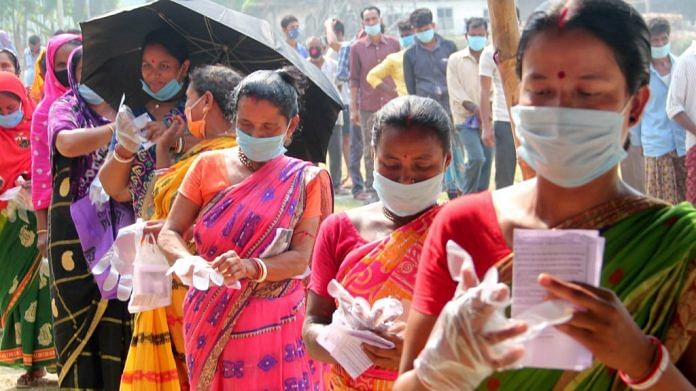Voters outside a polling booth during the West Bengal assembly elections earlier this year | Representational image | PTI