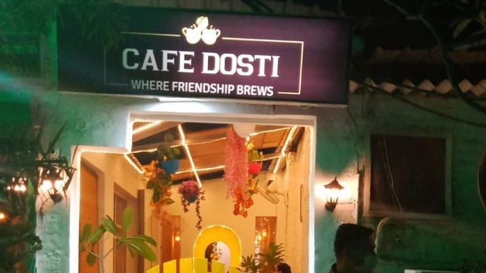 A view of Cafe Dosti, which is situated at Champa Gali, the hub of small and cozy cafes in Saket, Delhi. | Photo: Twitter/@bhatiananchal29
